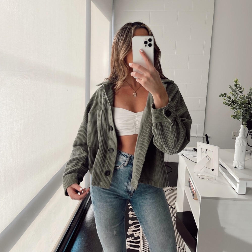 Zara Corduroy Green Shacket